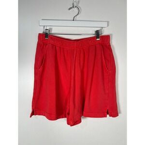Hyba Red French Terry Sweat Shorts High Rise Athletic Loungewear Size Large